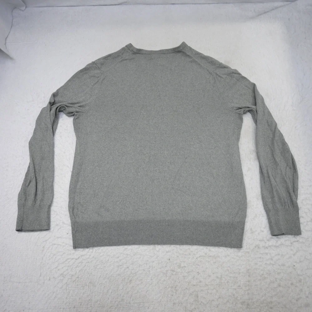 Banana Republic V-Neck Luxury Blend Sweater Mens L Gray Silk Cotton Cashmere